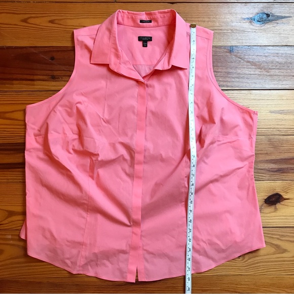 Talbots Petites Wrinkle Resistant Salmon Sleeveless Button Down Top, EUC, 22 - Picture 6 of 10